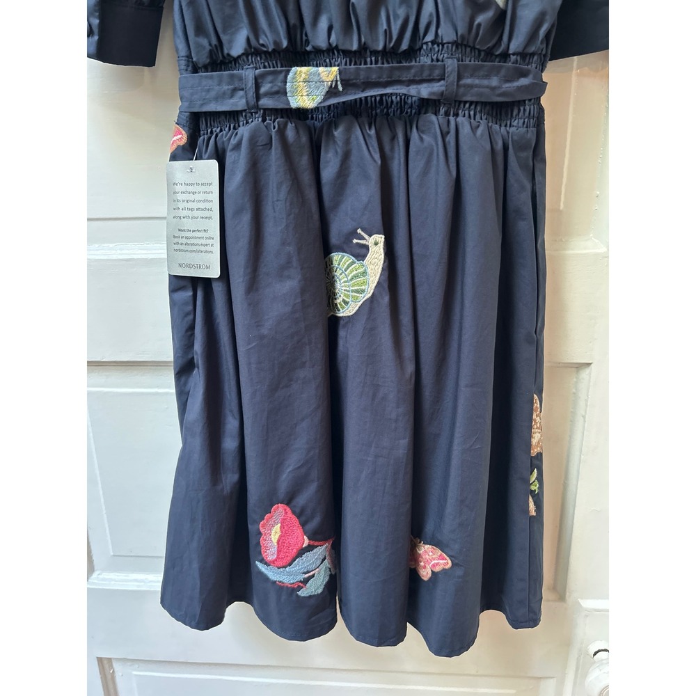 Ciebon Fit and Flare Navy Blue Embroidered Dress XS NEW! $145 - Picture 14 of 16